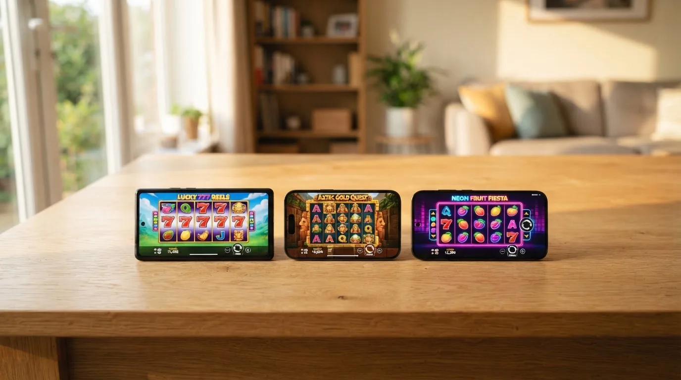 Meerdere smartphones liggen naast elkaar op een lichte houten tafel in zacht ochtendlicht.